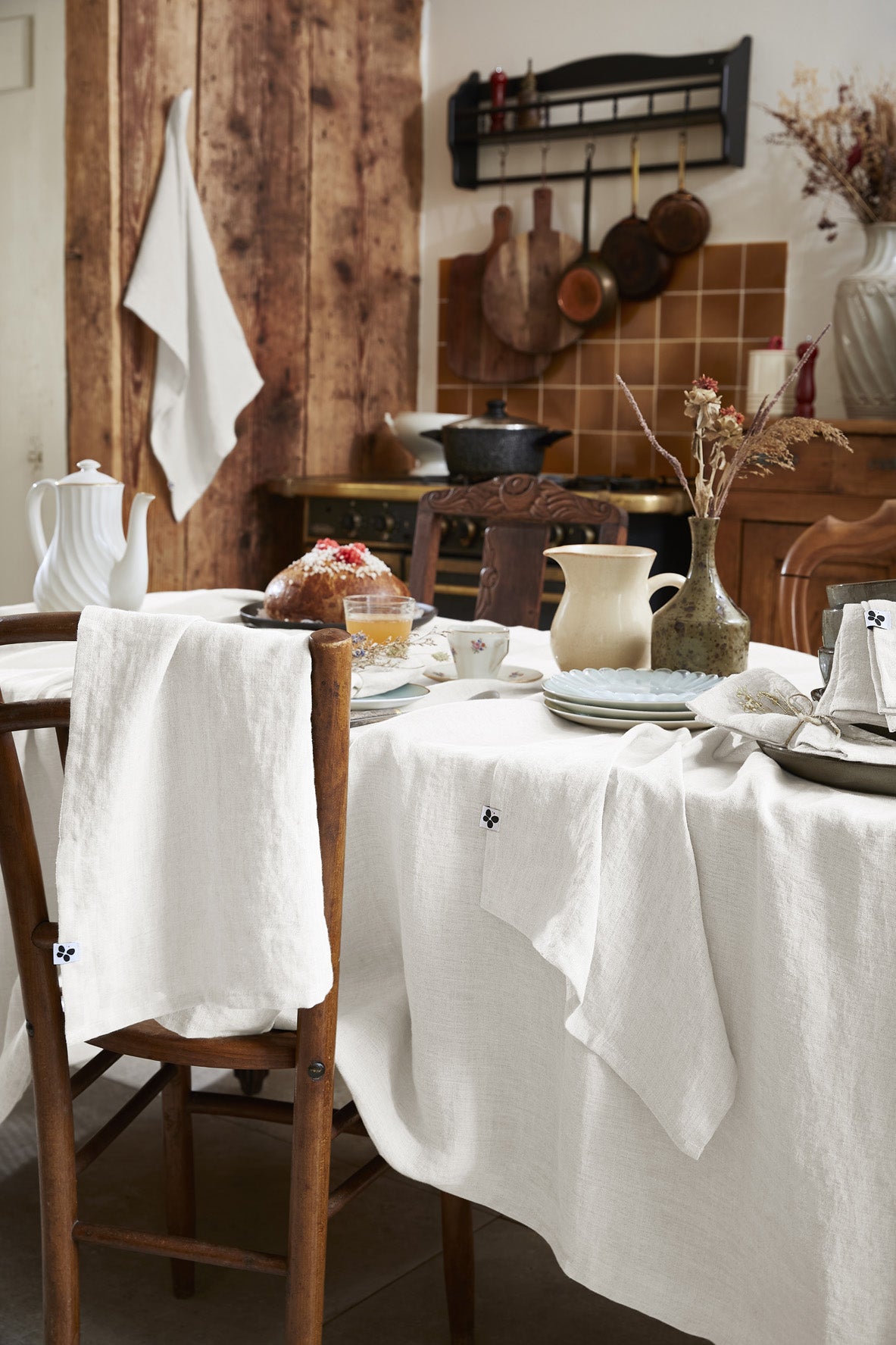 Rectangular Tablecloth - Washed Linen - Soline - Chalk