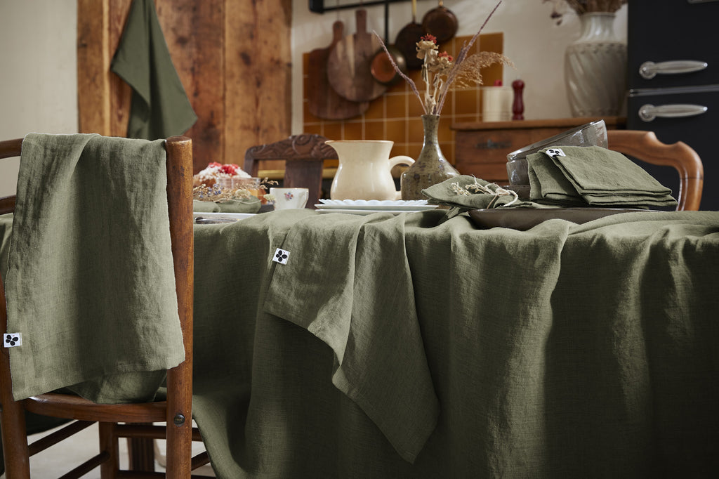 Rectangular Tablecloth - Washed Linen - Soline - Thyme