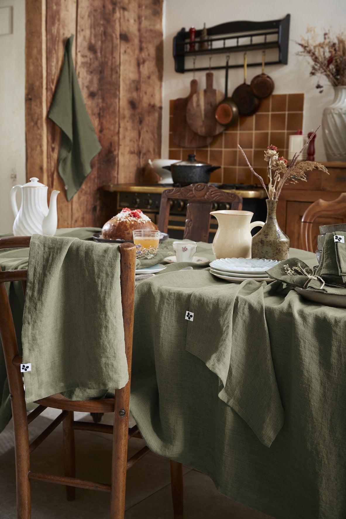 Rectangular Tablecloth - Washed Linen - Soline - Thyme