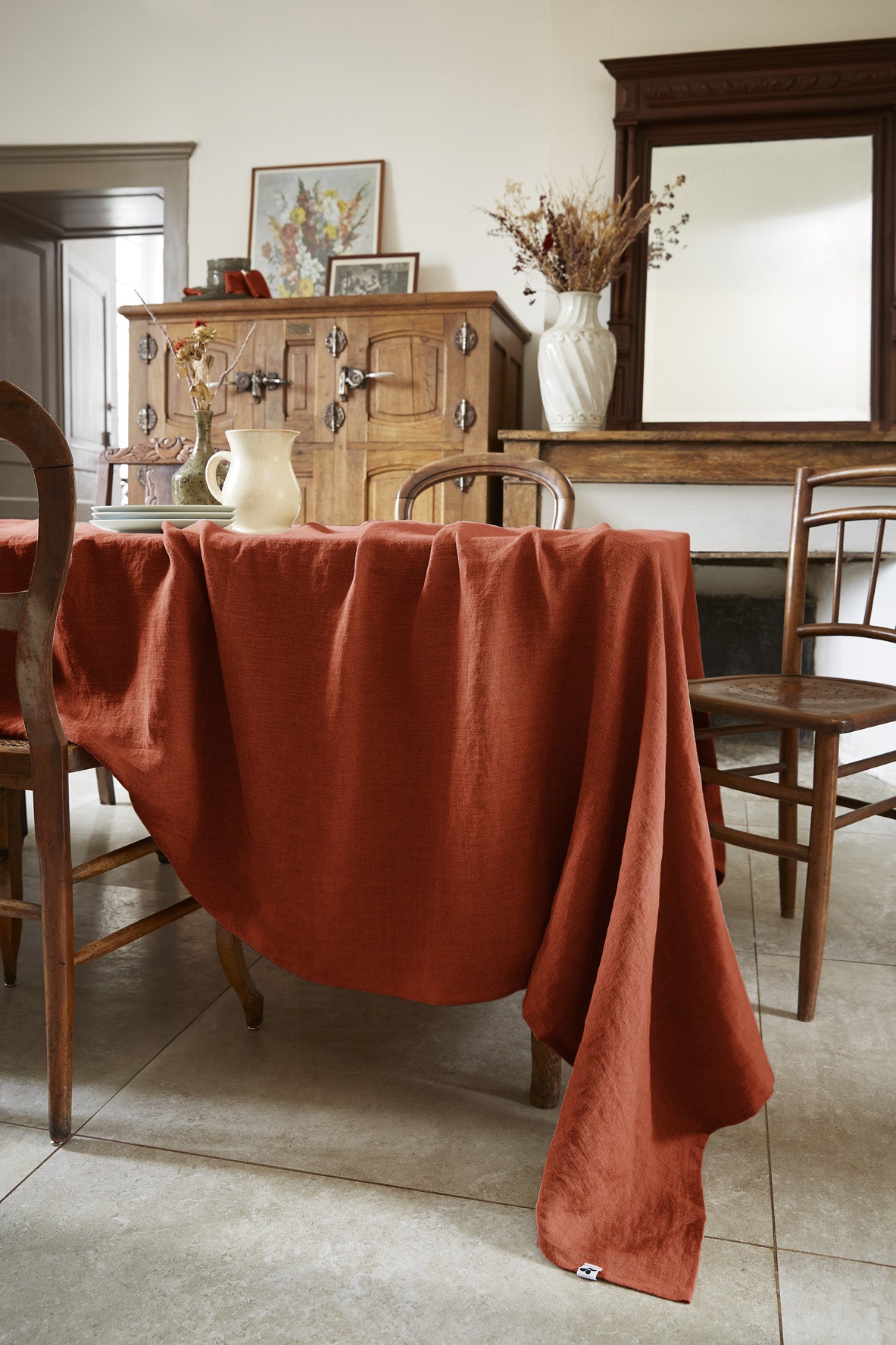Rectangular Tablecloth - Washed Linen - Soline - Paprika