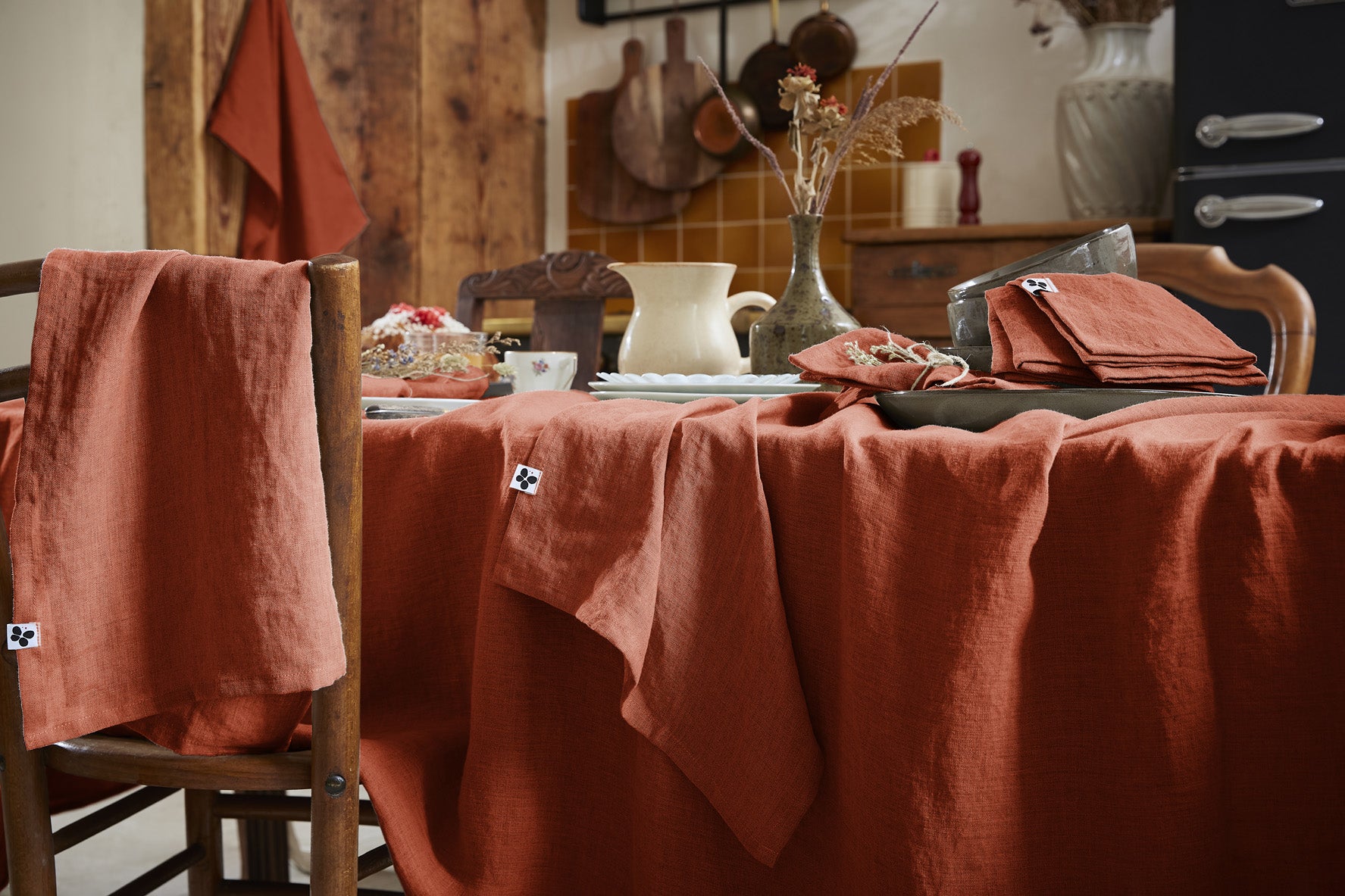 Rectangular Tablecloth - Washed Linen - Soline - Paprika