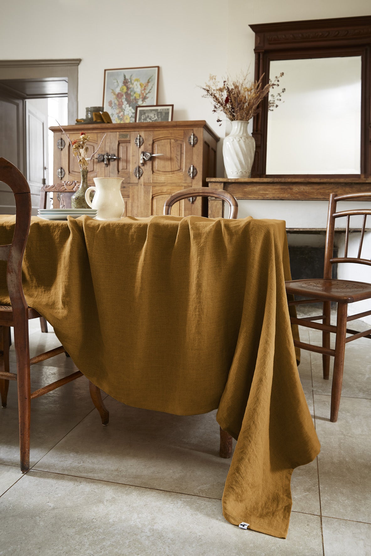 Soline - Nappe Rectangle - Lin Lavé - Caramel