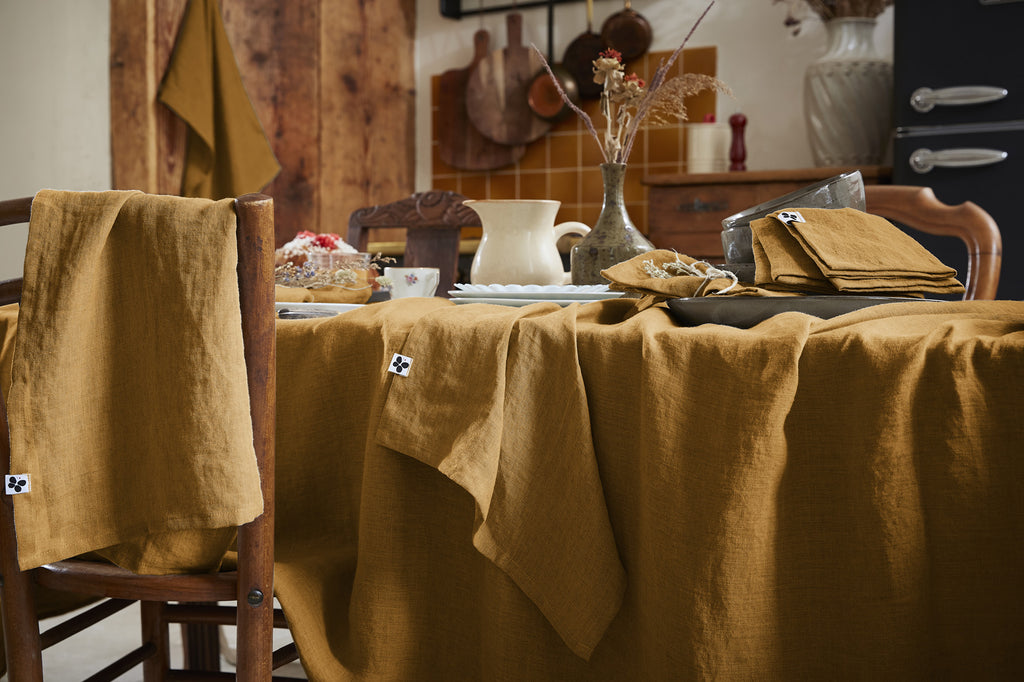 Soline - Nappe Rectangle - Lin Lavé - Caramel