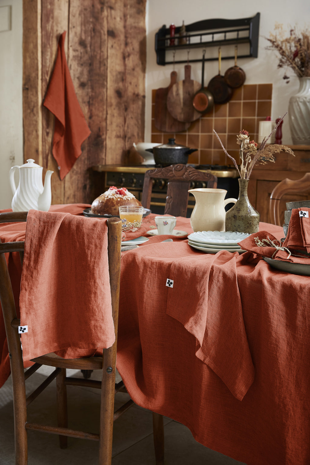 Rectangular Tablecloth - Washed Linen - Soline - Paprika