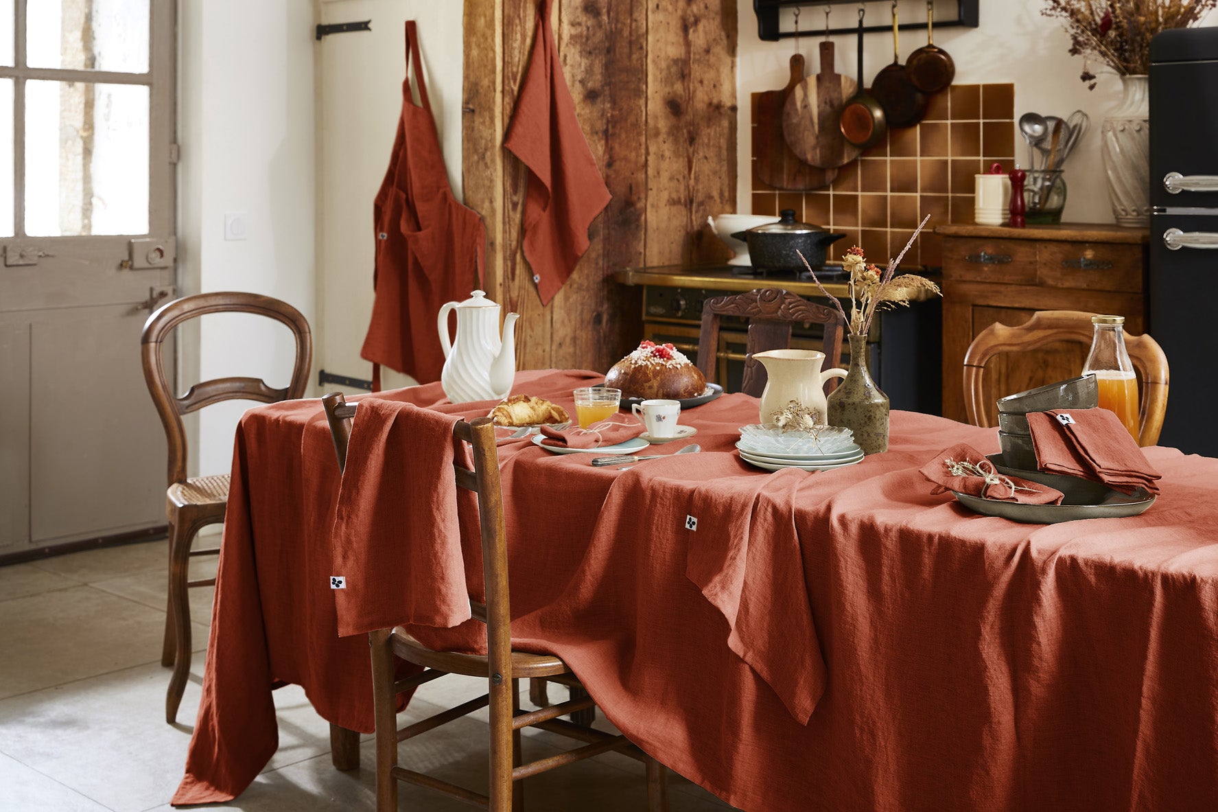 Rectangular Tablecloth - Washed Linen - Soline - Paprika