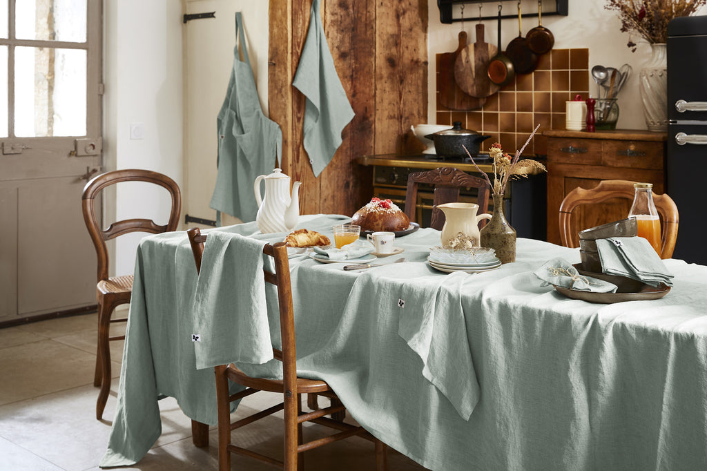 Soline - Nappe Rectangle - Lin Lavé - Eucalyptus
