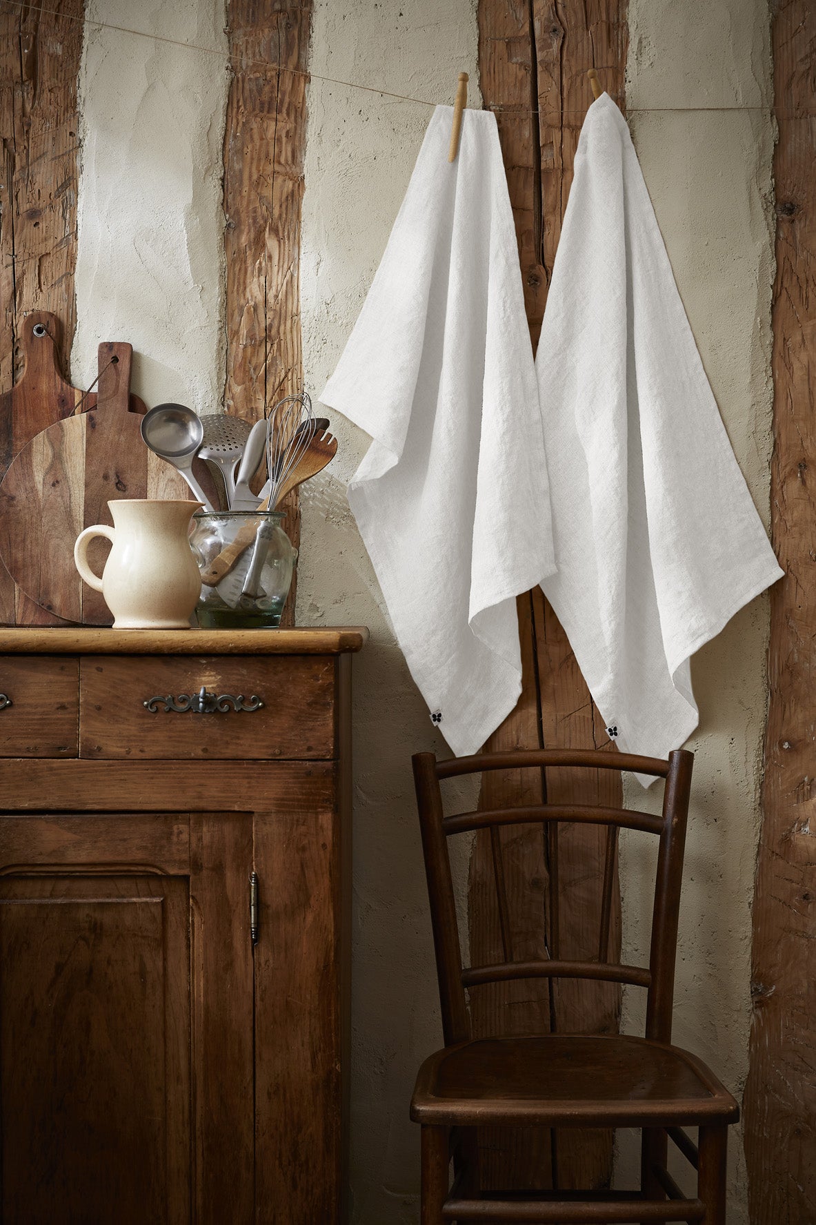 Set of 2 Dish Towels - Washed Linen - Soline - Chalk