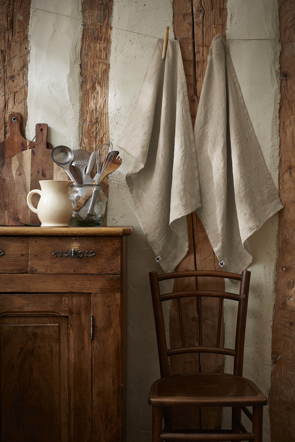 Soline - Set of 2 Tea Towels - Washed Linen - Sand