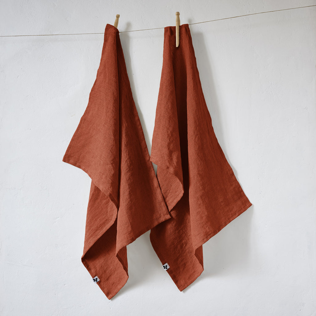 Soline - Set De 2 Paños De Cocina - Lino Lavado - Paprika