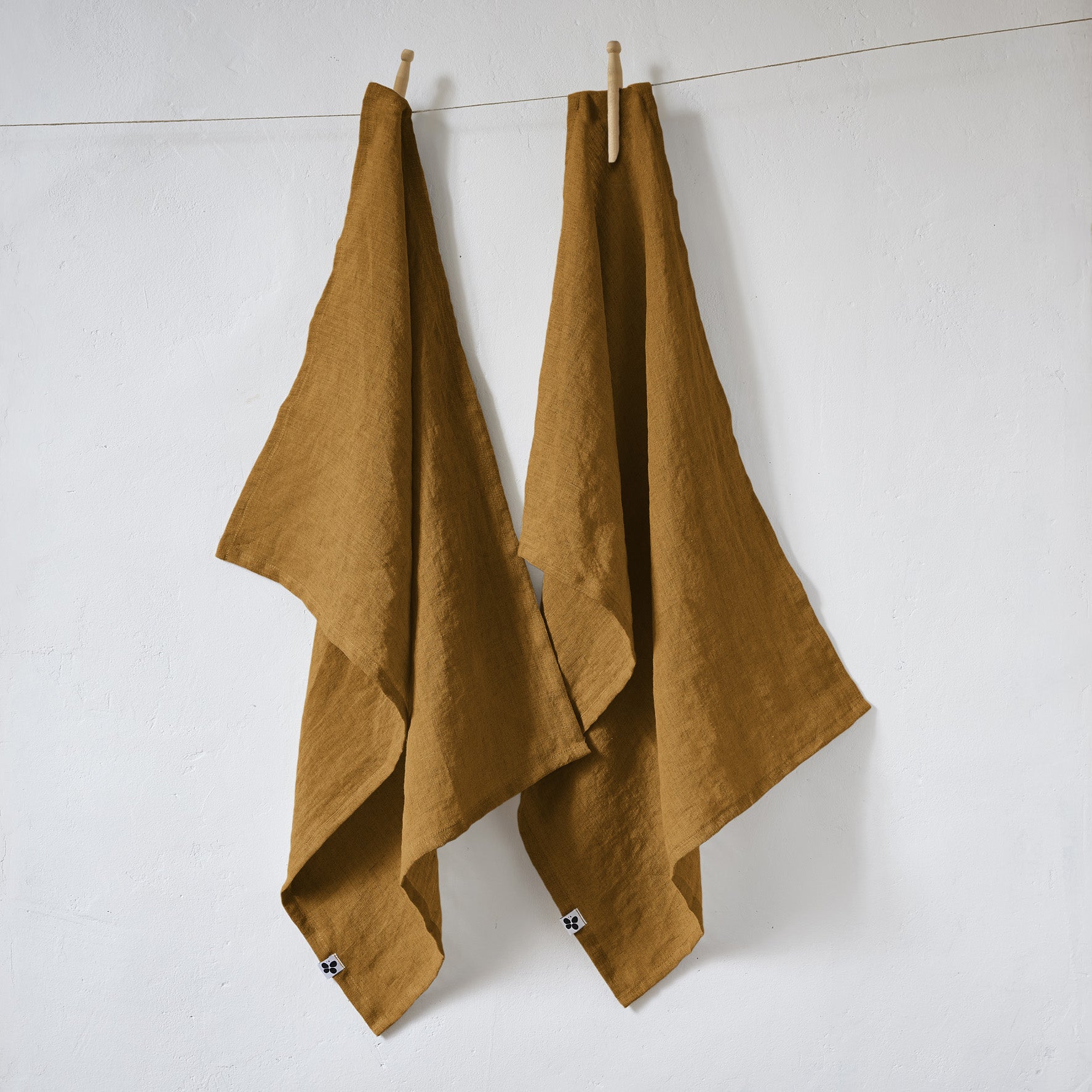 Soline - Lot De 2 Essuie-Vaisselle - Lin Lavé - Caramel
