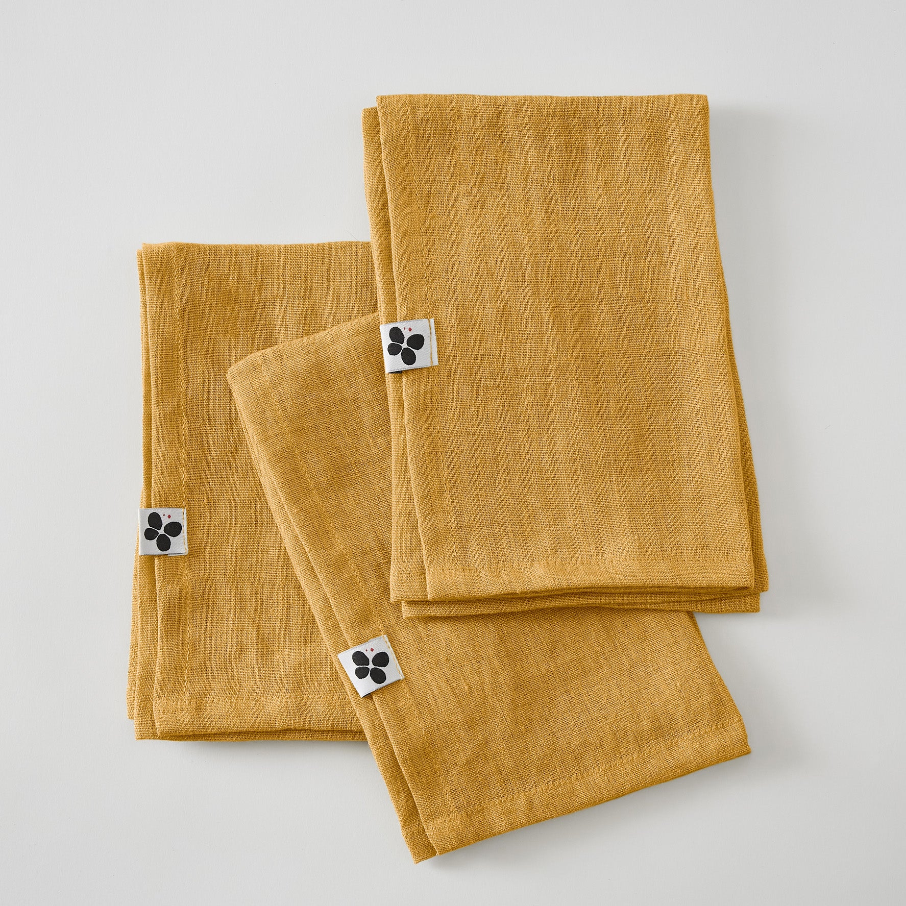 Soline - Set of 3 Napkins - Washed Linen - Honey