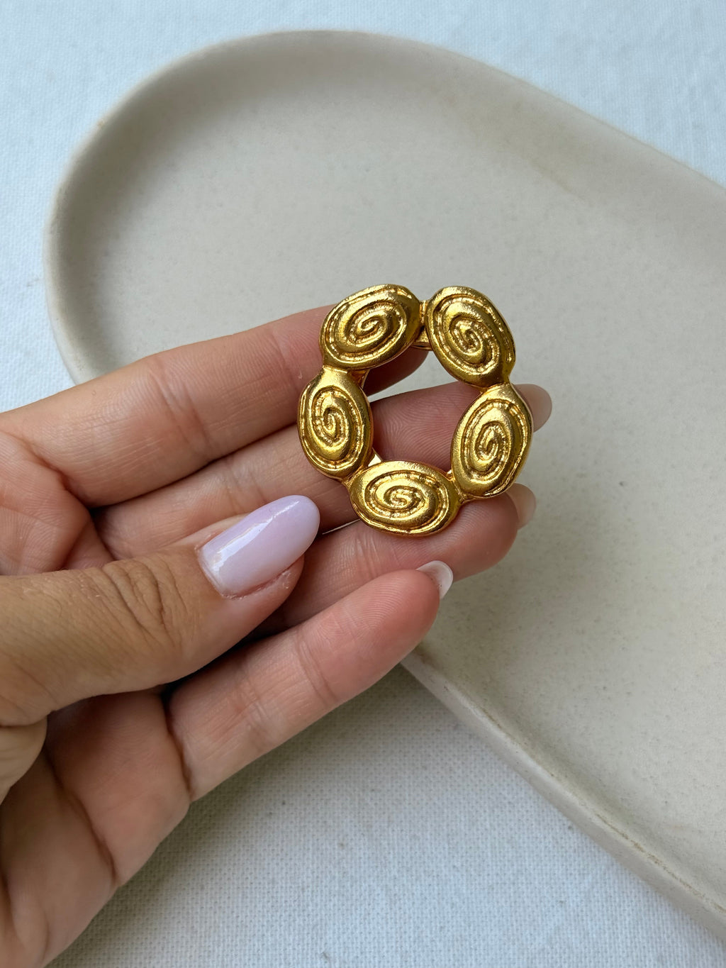 Vintage Scarf Ring - Gold-Tone Organic Shapes