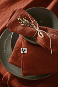 Soline - Lot De 3 Serviettes - Lin Lavé - Paprika
