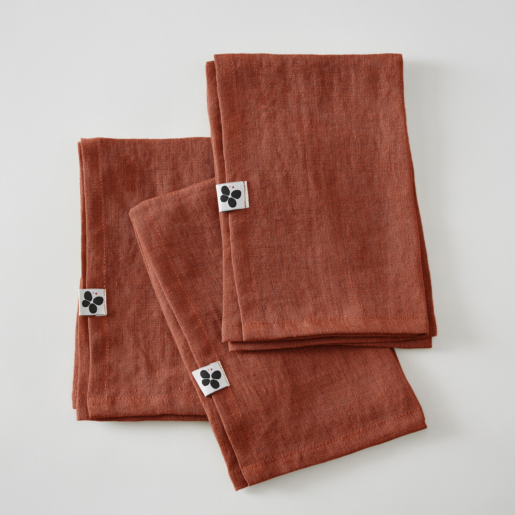 Soline - Lot De 3 Serviettes - Lin Lavé - Paprika