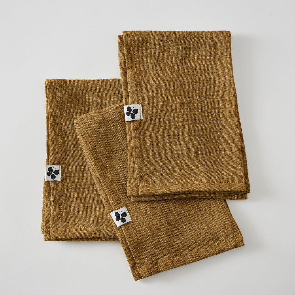 Soline - Lot De 3 Serviettes - Lin Lavé - Caramel