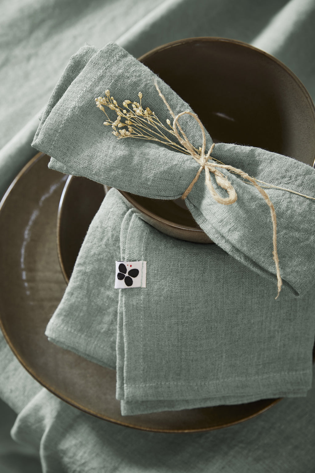 Soline - Lot De 3 Serviettes - Lin Lavé - Eucalyptus
