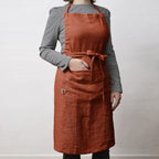 Adjustable Apron - Washed Linen - Soline - Paprika