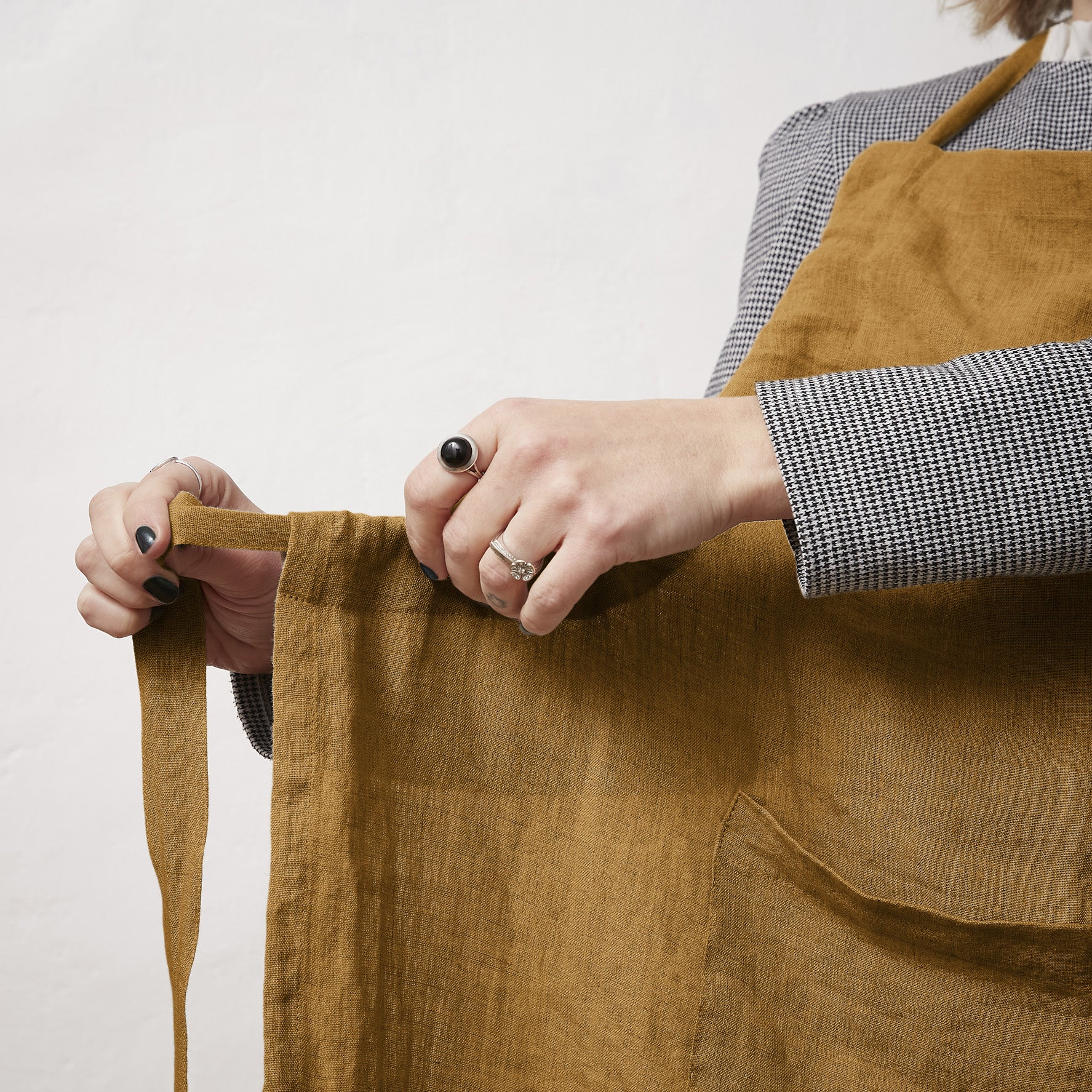 Soline - Tablier Ajustable - Lin Lavé - Caramel