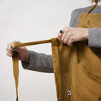 Soline - Tablier Ajustable - Lin Lavé - Caramel