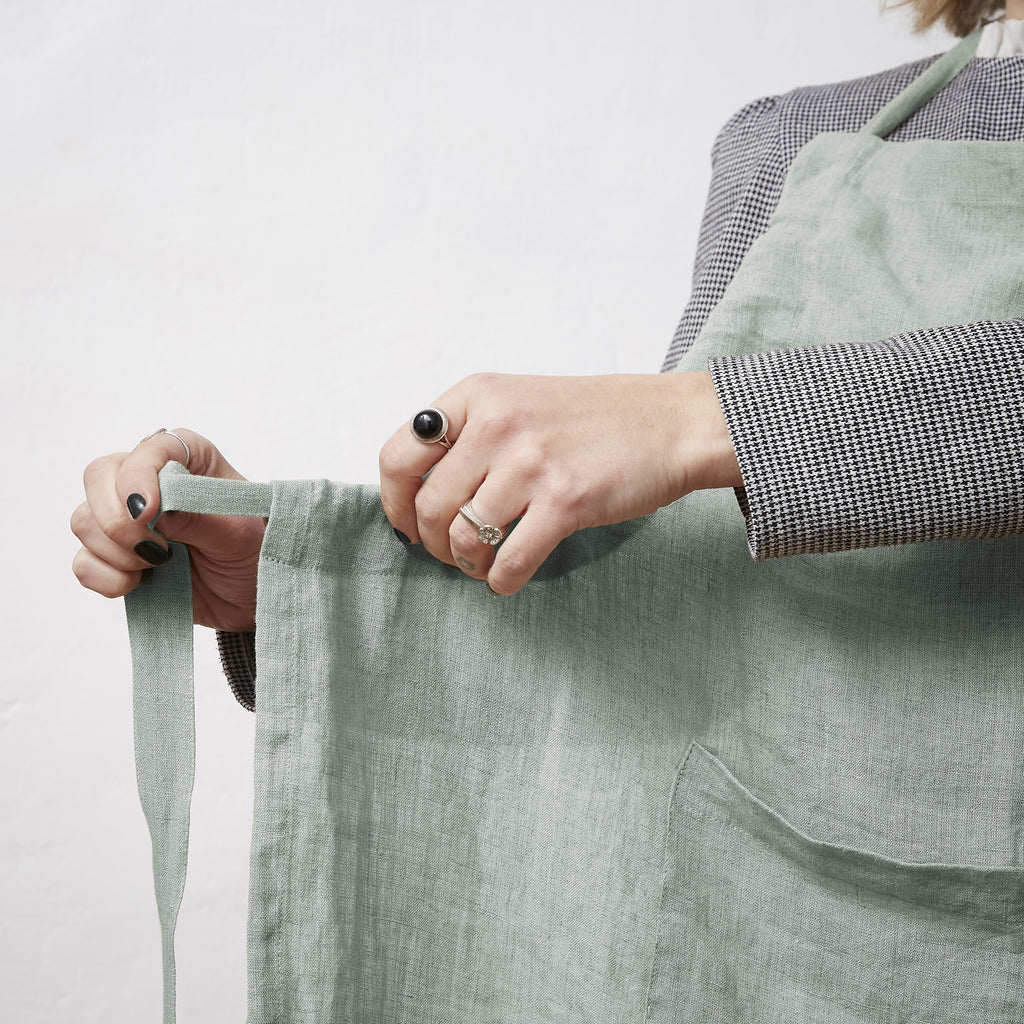 Adjustable Apron - Washed Linen - Soline - Eucalyptus