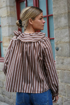 Olympe Mocha Stripe Blouse