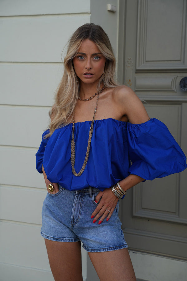 Blouse Col Bardot Nao - Bleu Roi