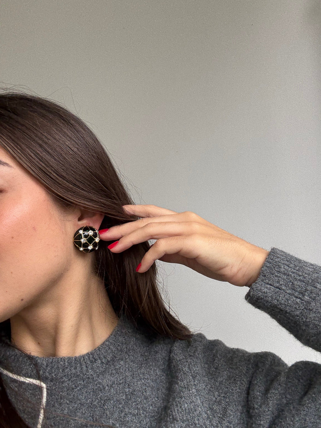 Pendientes Vintage - Esmalte Verde Y Pedrería
