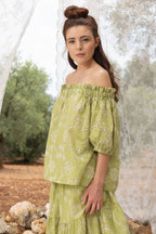 The Brigitte Broderie Anglaise Blouse Khaki