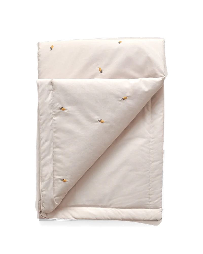 Embroidered Percale Blanket - Lemon