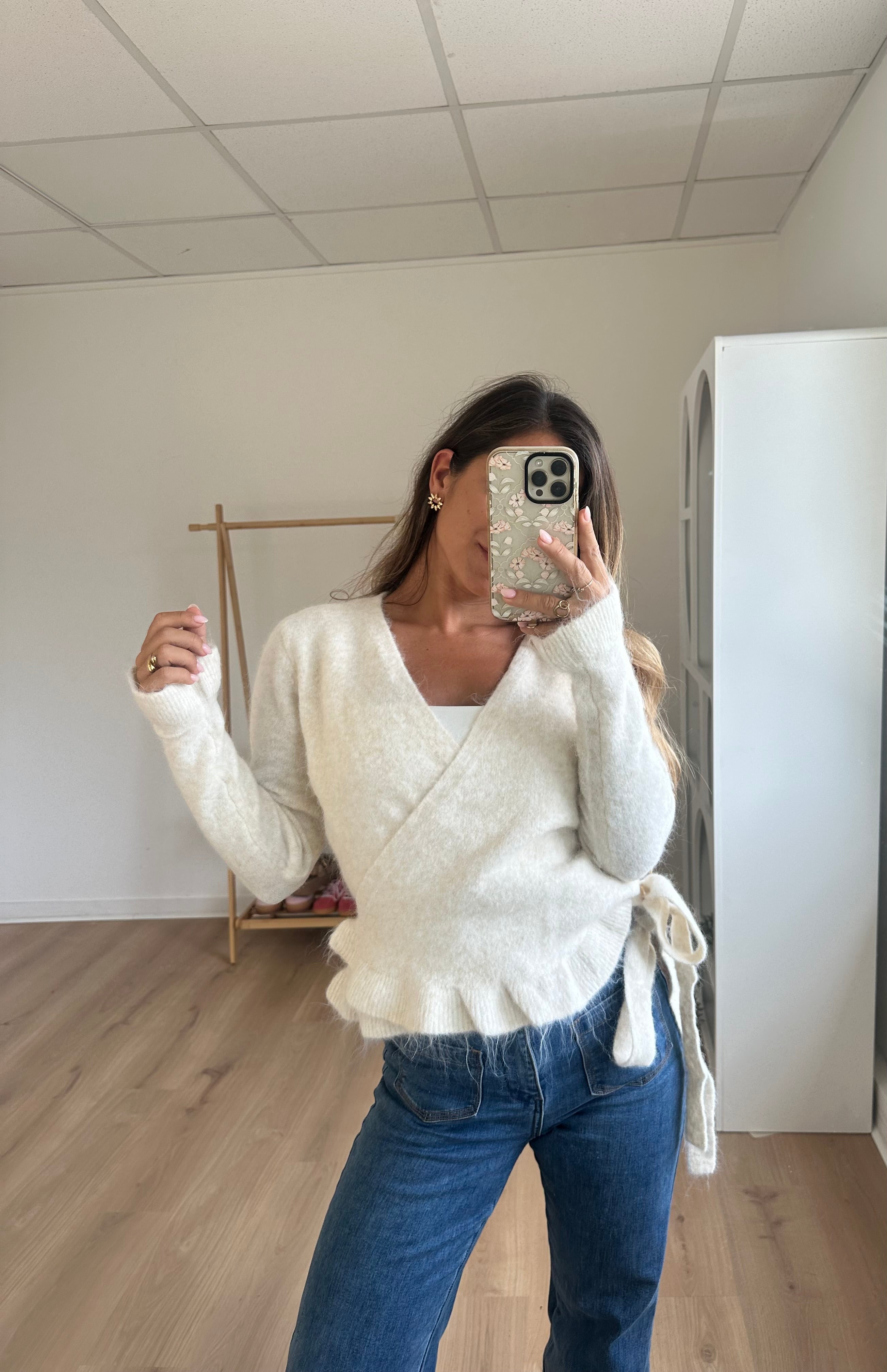 Cardigan à noeud Helena beige