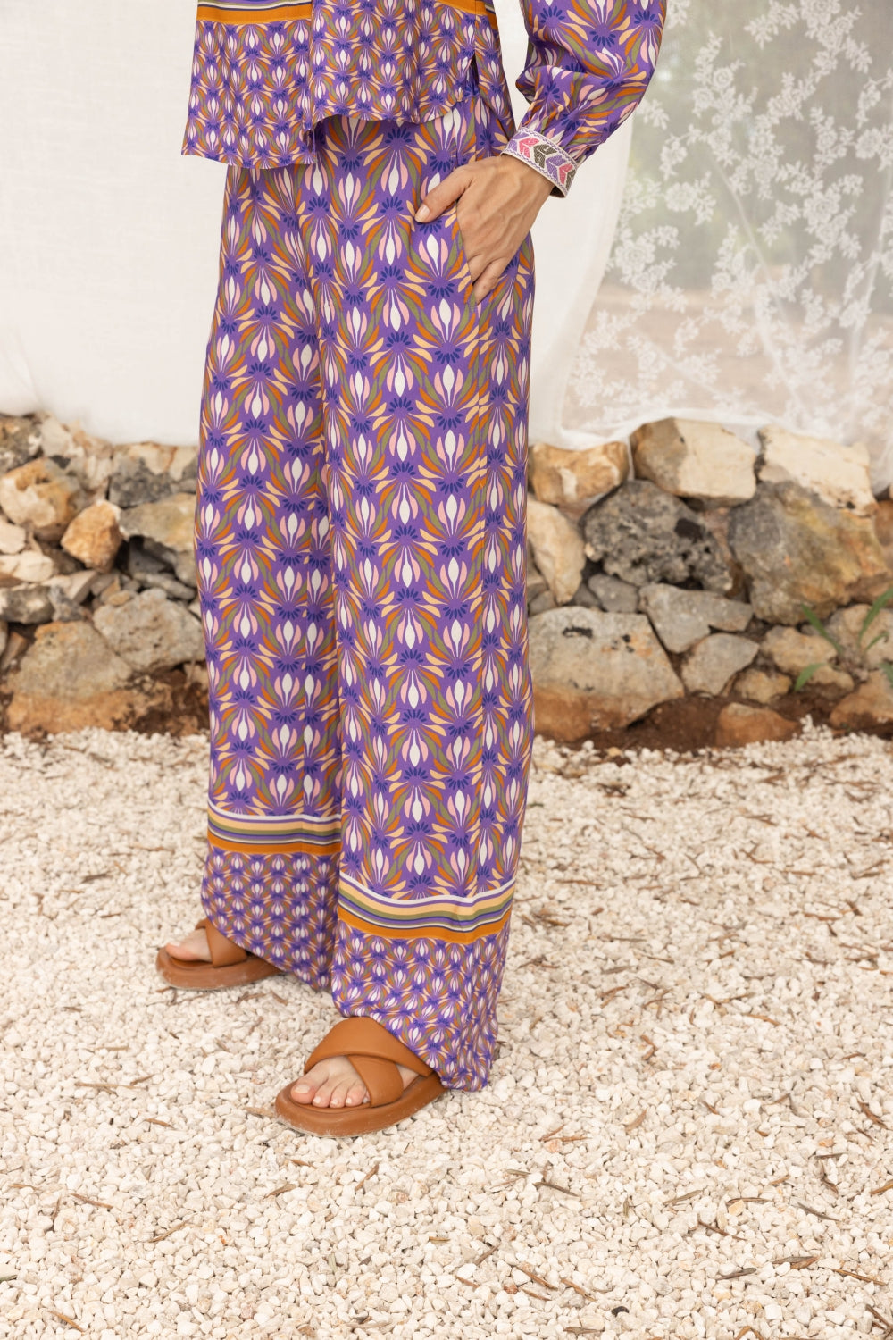 The Tracy Trousers A Lotus Leaf Print