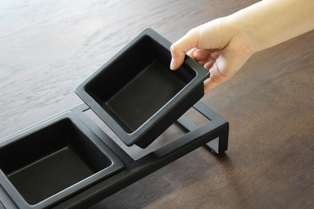 Design Double Pet Bowl - Tower - Black