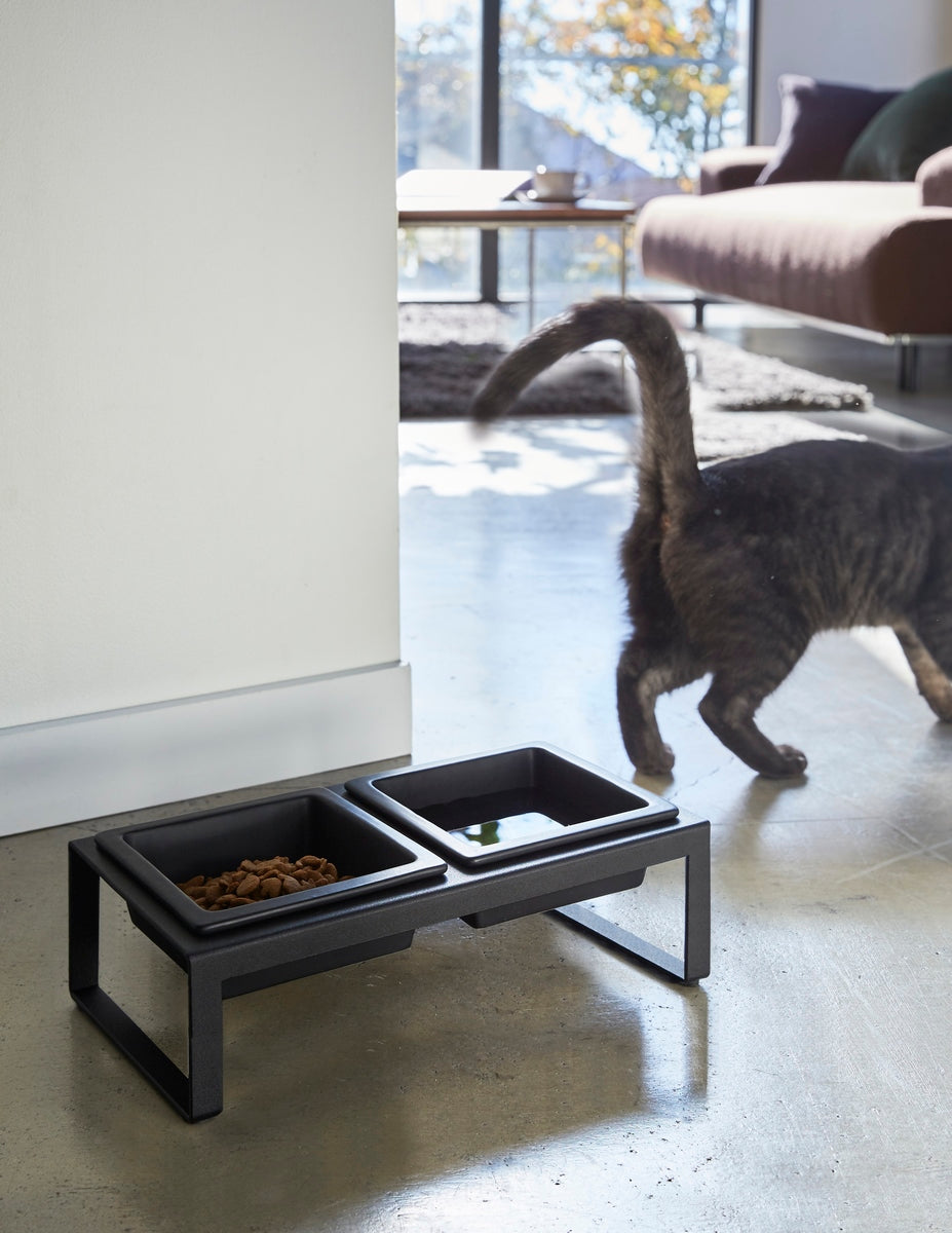 Design Double Pet Bowl - Tower - Black