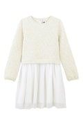 Trompe-L'Œil Dress - Mottled Ecru And White - Girl