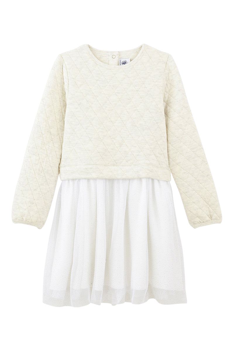 Trompe-L'Œil Dress - Mottled Ecru And White - Girl