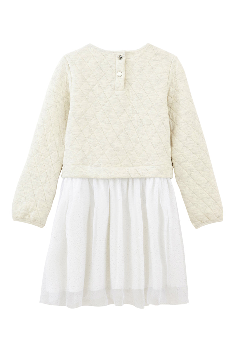 Trompe-L'Œil Dress - Mottled Ecru And White - Girl