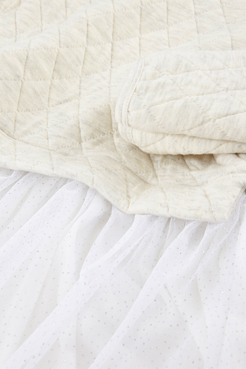 Trompe-L'Œil Dress - Mottled Ecru And White - Girl