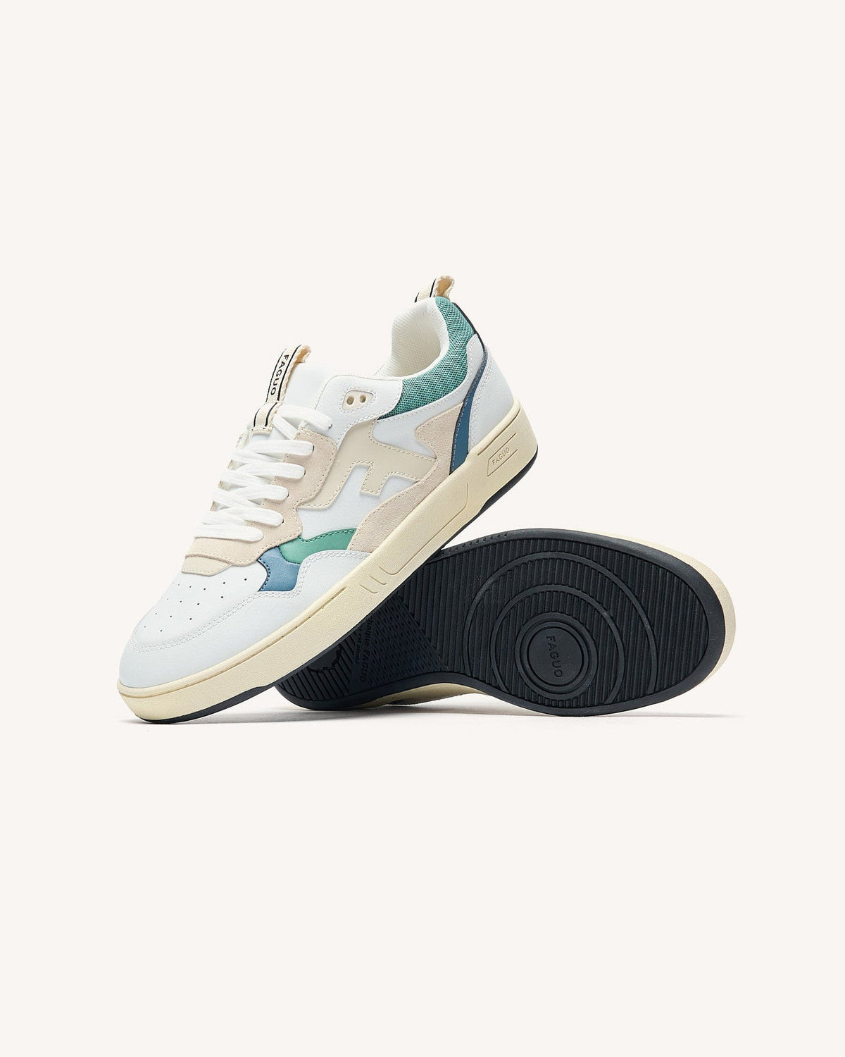 Sneakers i Læder Og Ruskind Himmelblå