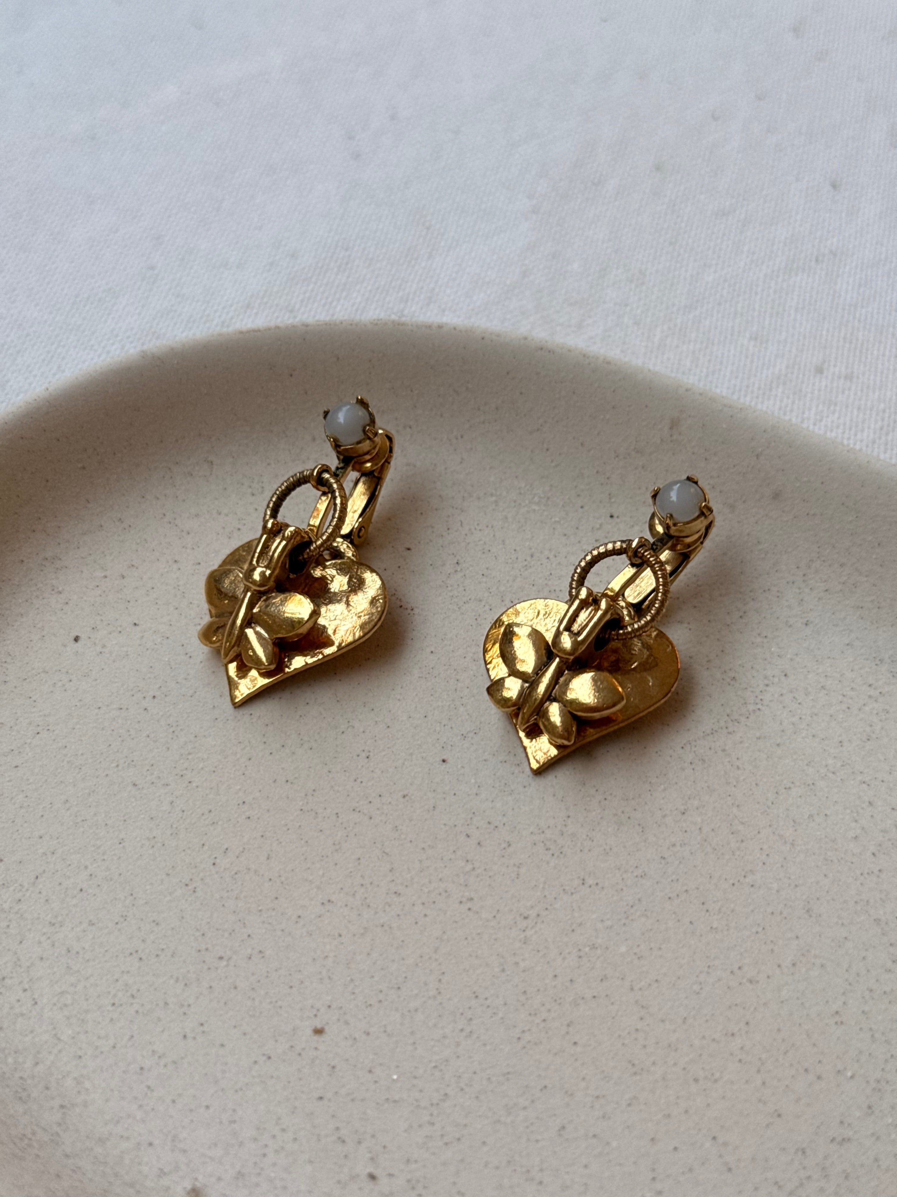 Boucles D’Oreilles Zoé Coste Vintage - Pendantes Dorées