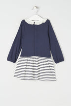 Dress - Navy Blue And White - Baby Girl
