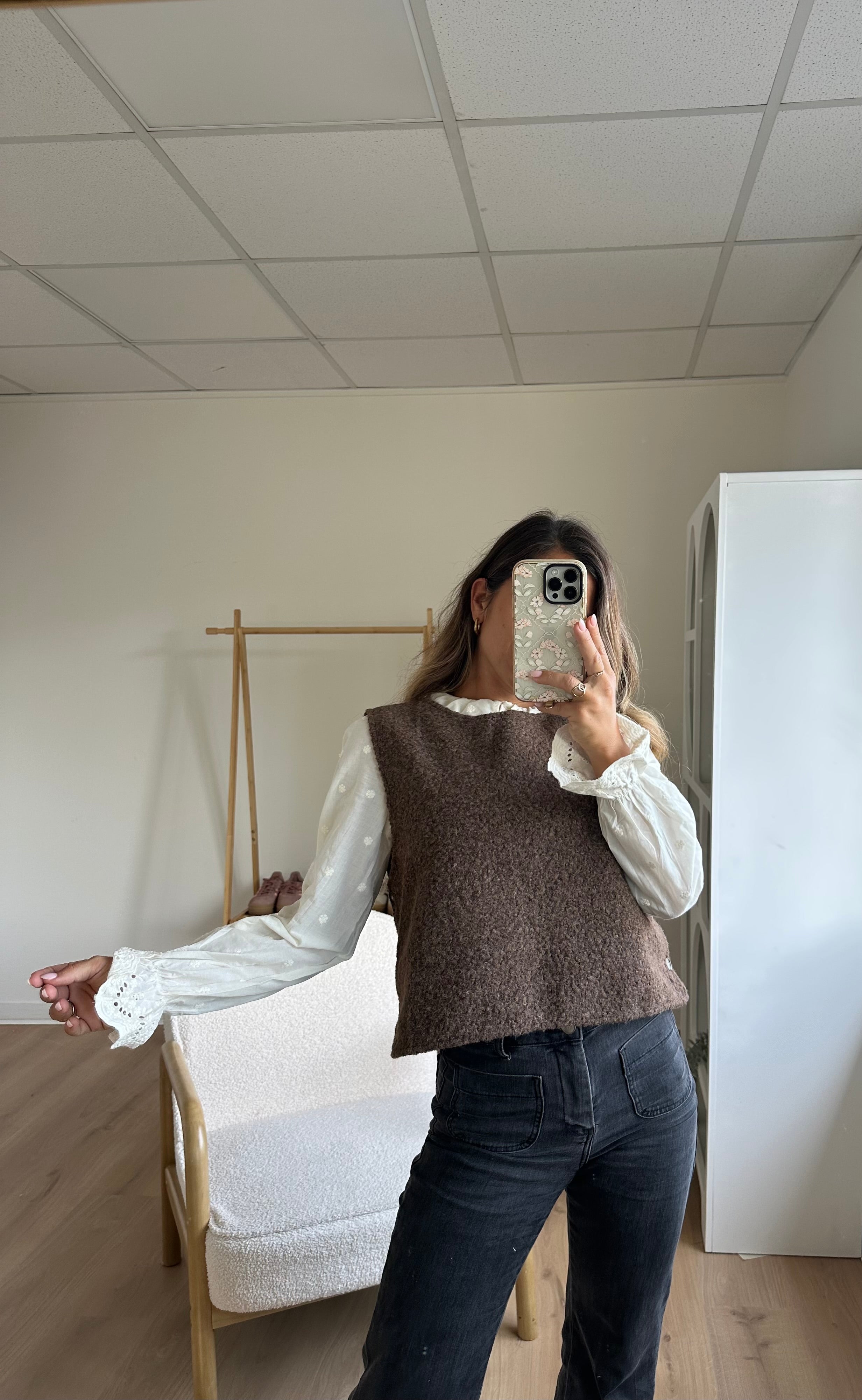 Pull sans manches Louisa marron