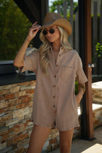 Combishort En Jean Justine - Camel