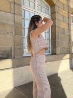 Top Rayé Marin Camel