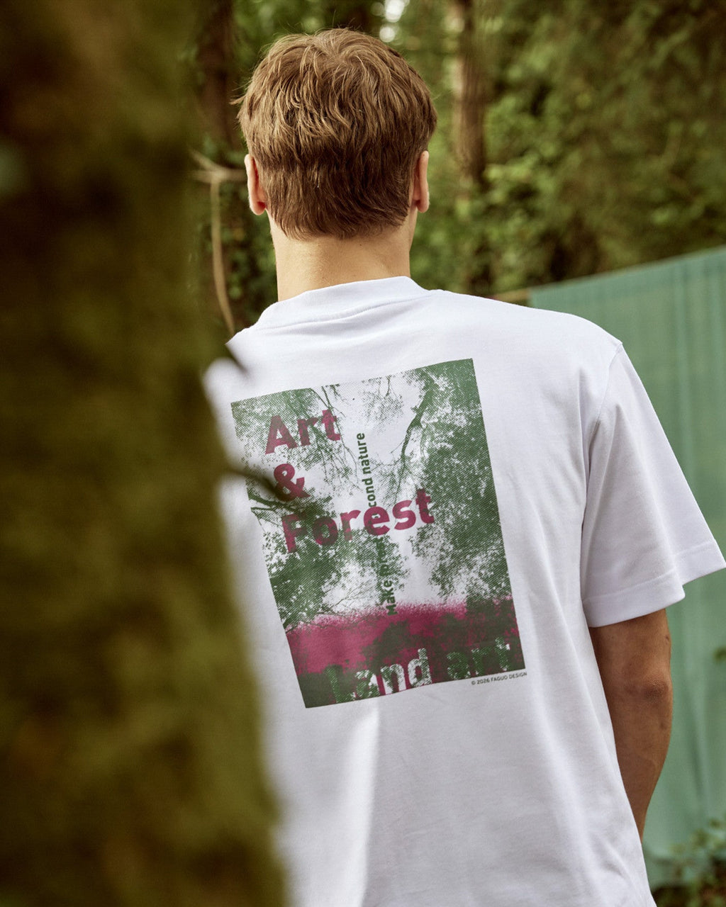 T-shirt bianca stampata Forest