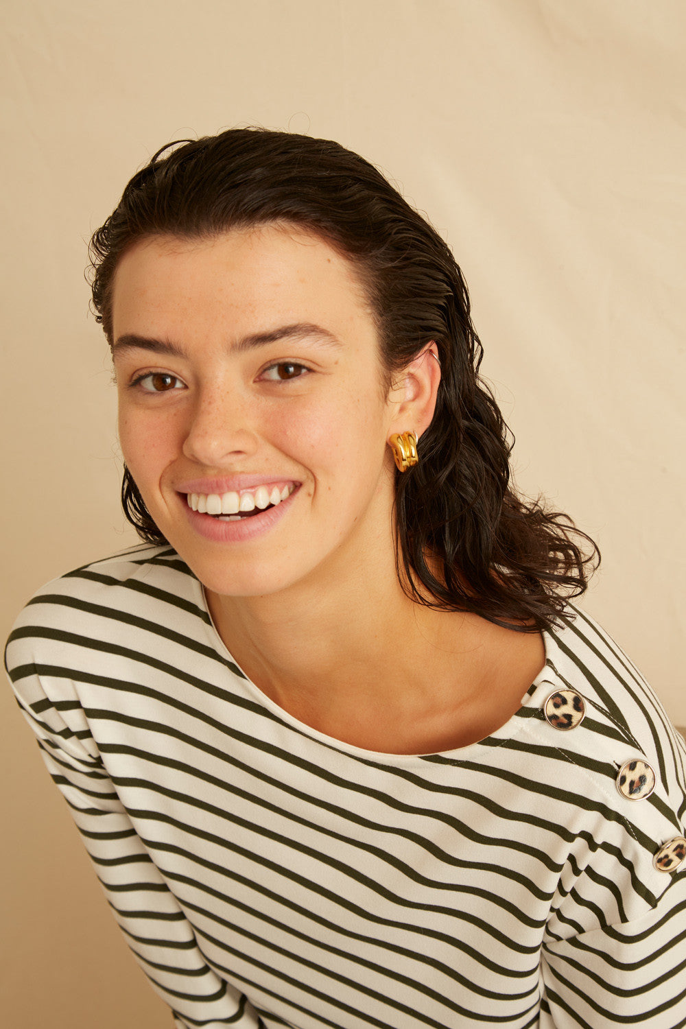Toscane T-Shirt - Khaki Breton Stripe