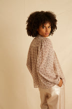 Blouse Bao - Print Lila Lurex Ecru