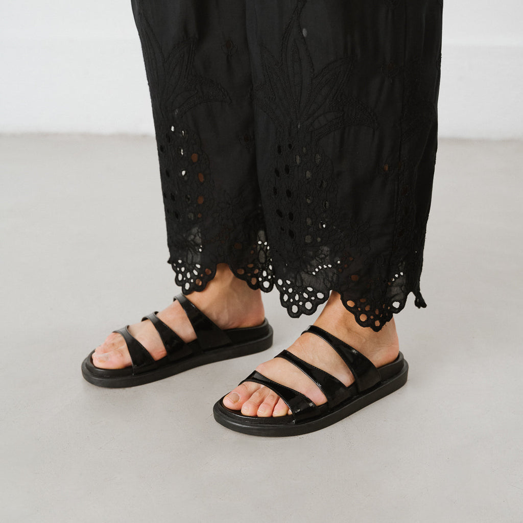 Mules Wafi Cuir Vernis - Noir