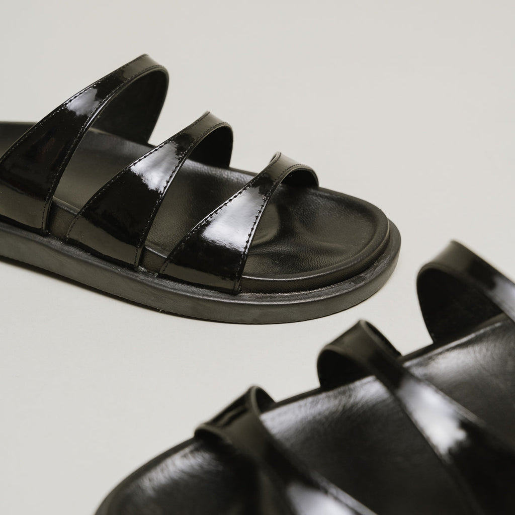 Mules Wafi Cuir Vernis - Noir