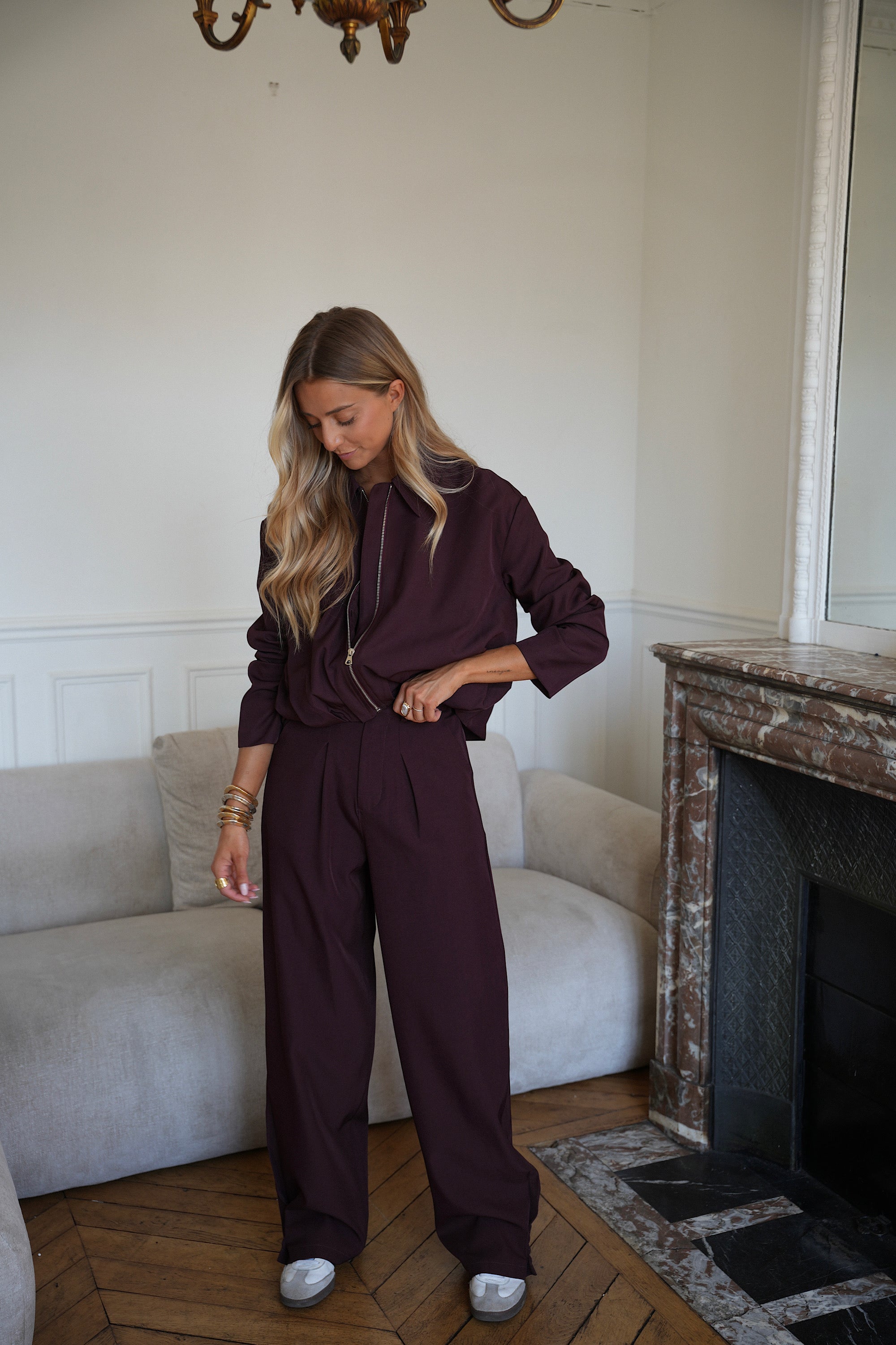Rob Straight Trousers - Plum
