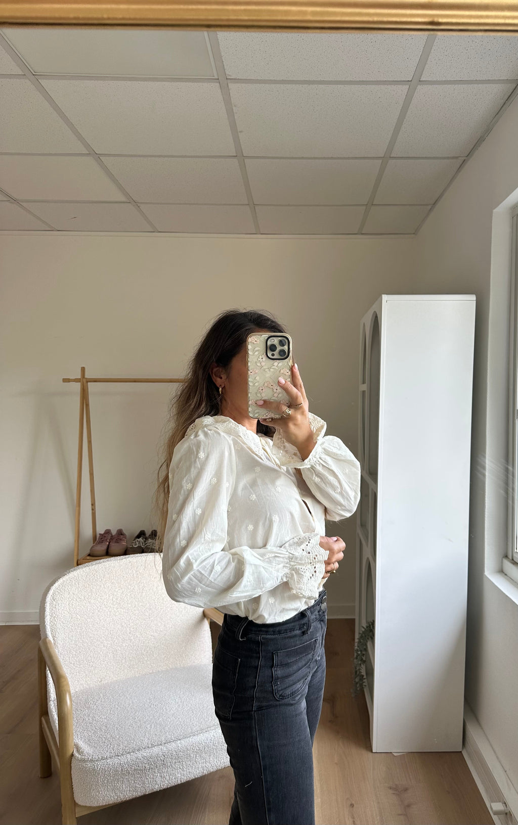 Blouse à col large Ambre beige